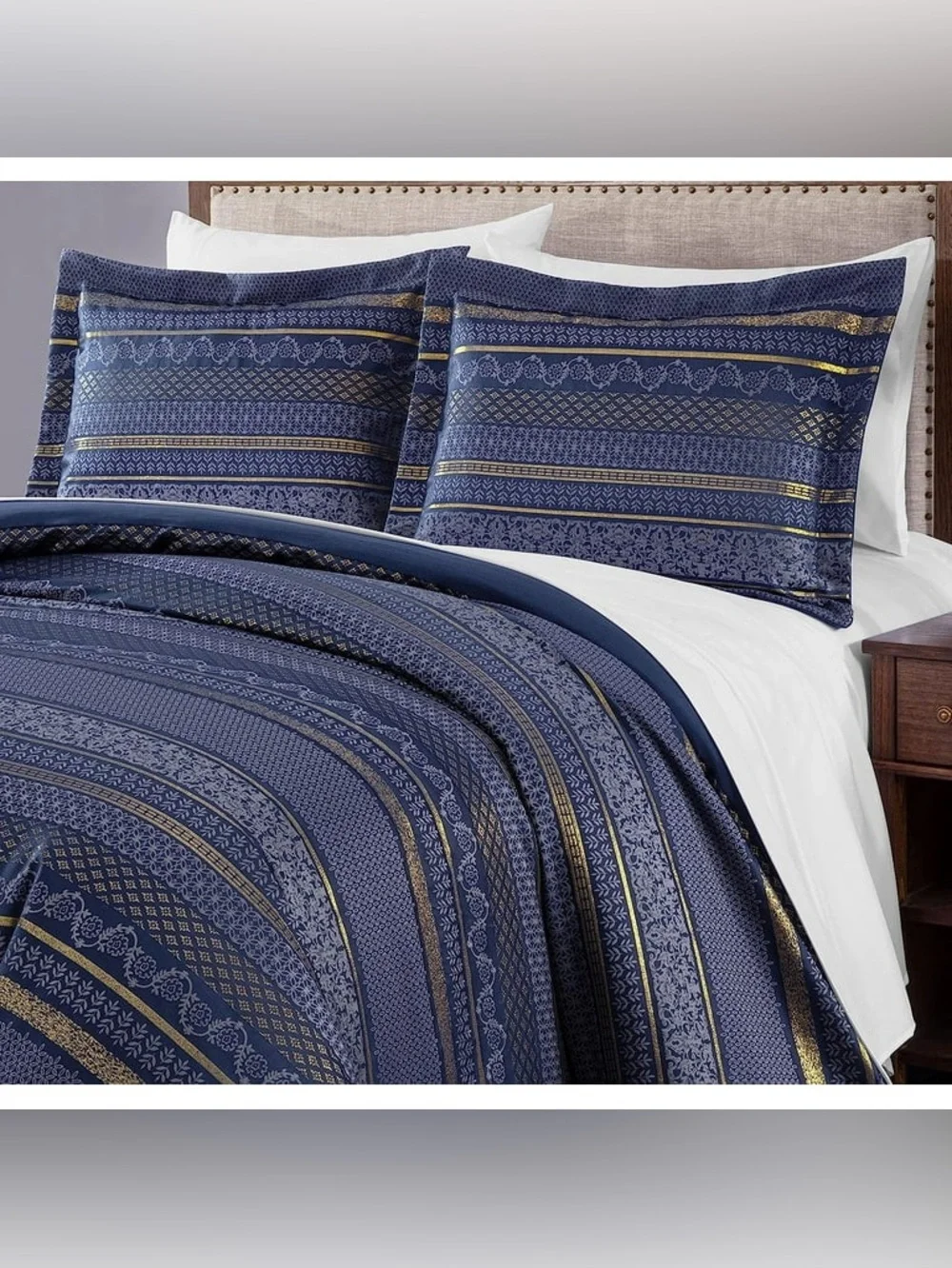 Blue Patterned Comforter Set - Home Bedding